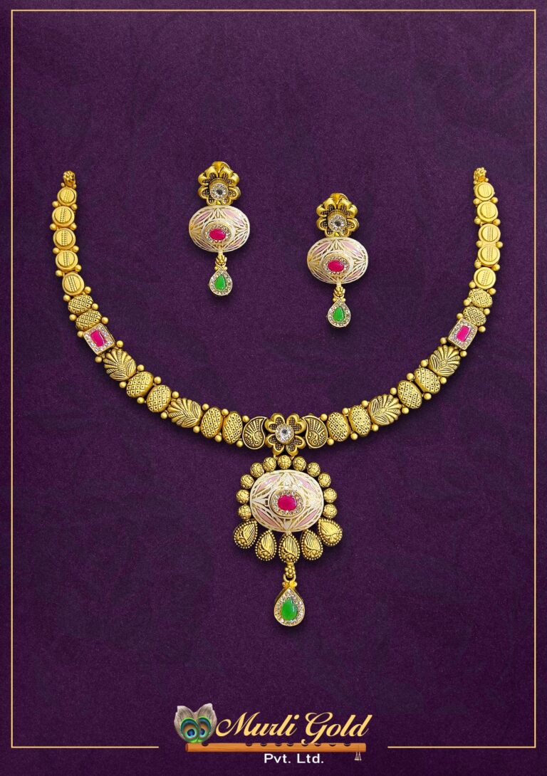 Pushpa Ratna Kundan Gold Jewellery Set with earrings